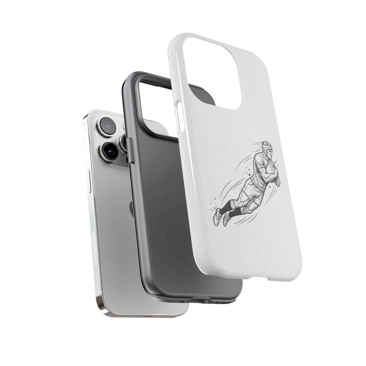 Phone Case, Rugby Try Swan Dive Minimalist Sketch design, Tough Case