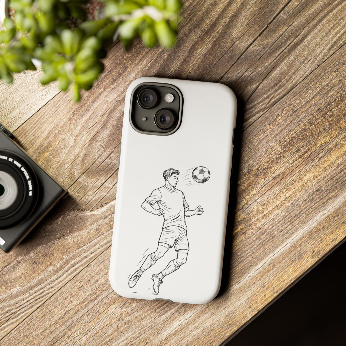 Phone Case, Football Chest-control Minimalist sketch Design, Tough Case