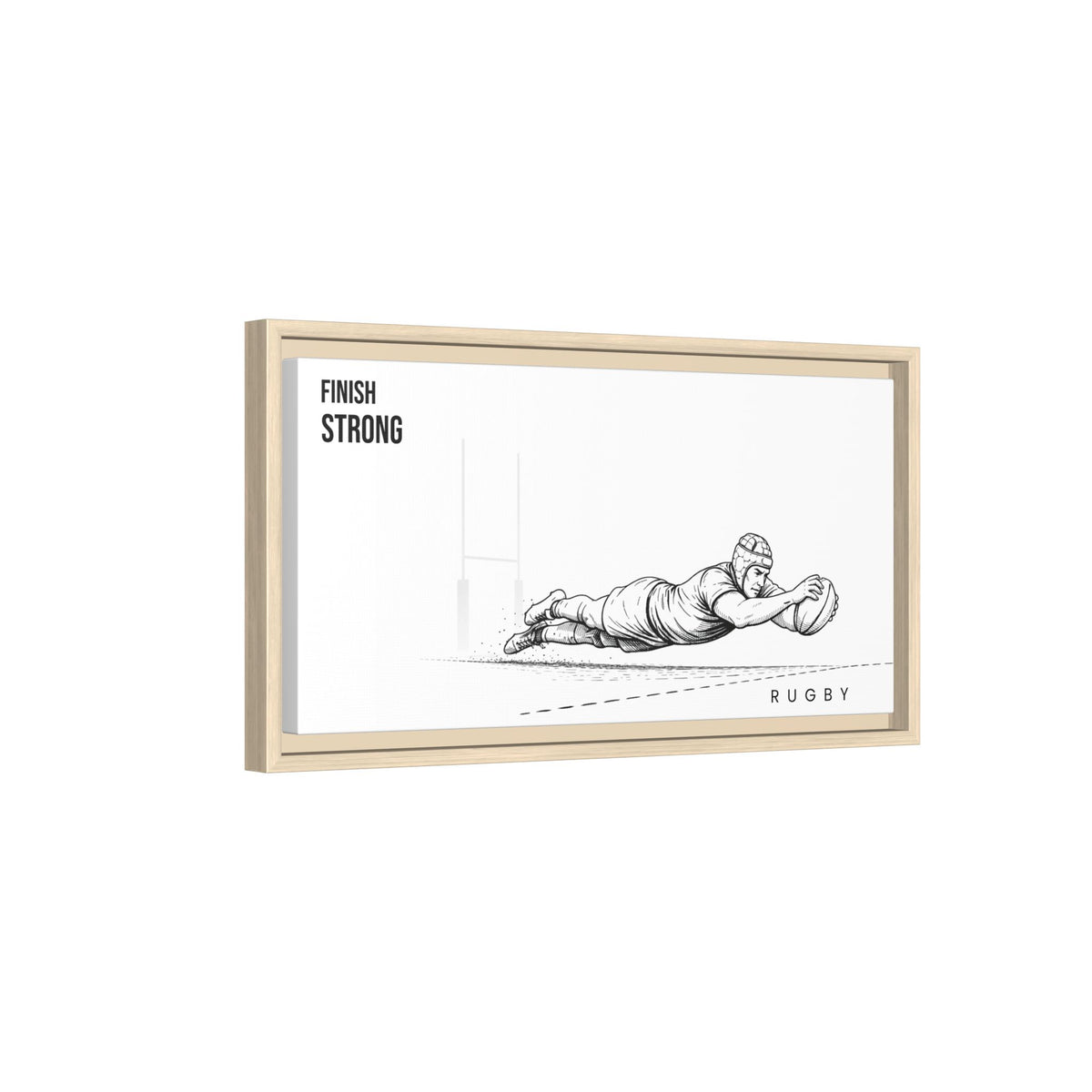 Print, Rugby Try, "Finish Strong"  Matte Canvas Framed Wall Art