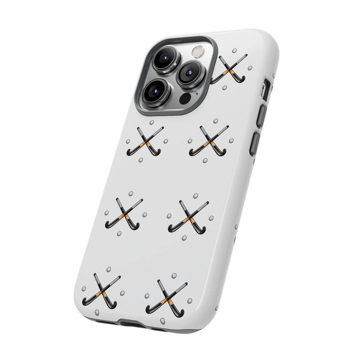Phone Case, Hockey Repeated Crossed Sticks & Balls Pattern, Tough Case