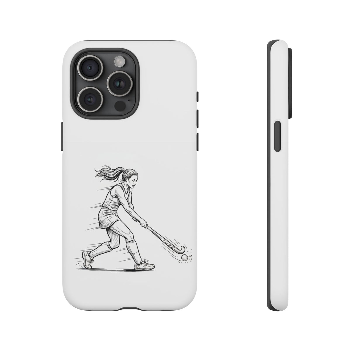 Phone Case, Hockey, Female  Player Minimalist sketch design, Tough Case