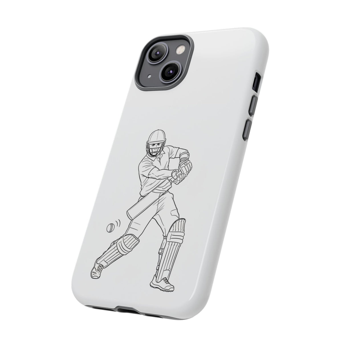 Phone Case, Cricket Batsman Sketch, Tough Case