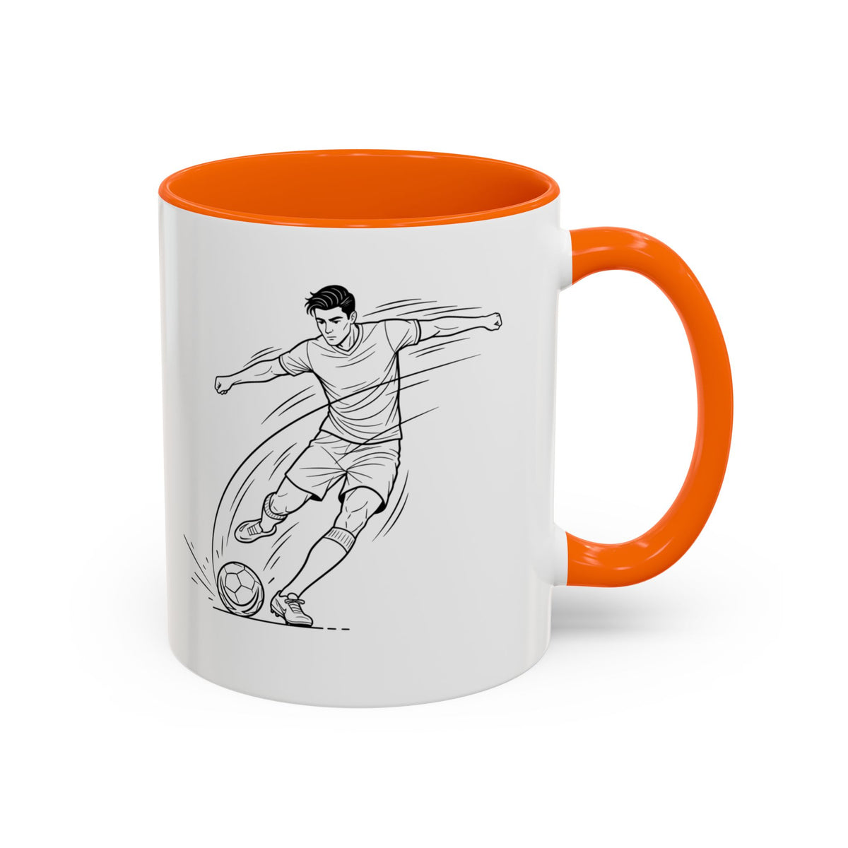 Mug, Football Players, Minimalistic Sketch design, Ceramic 325ml / 11oz, CHOICE of coloured inner
