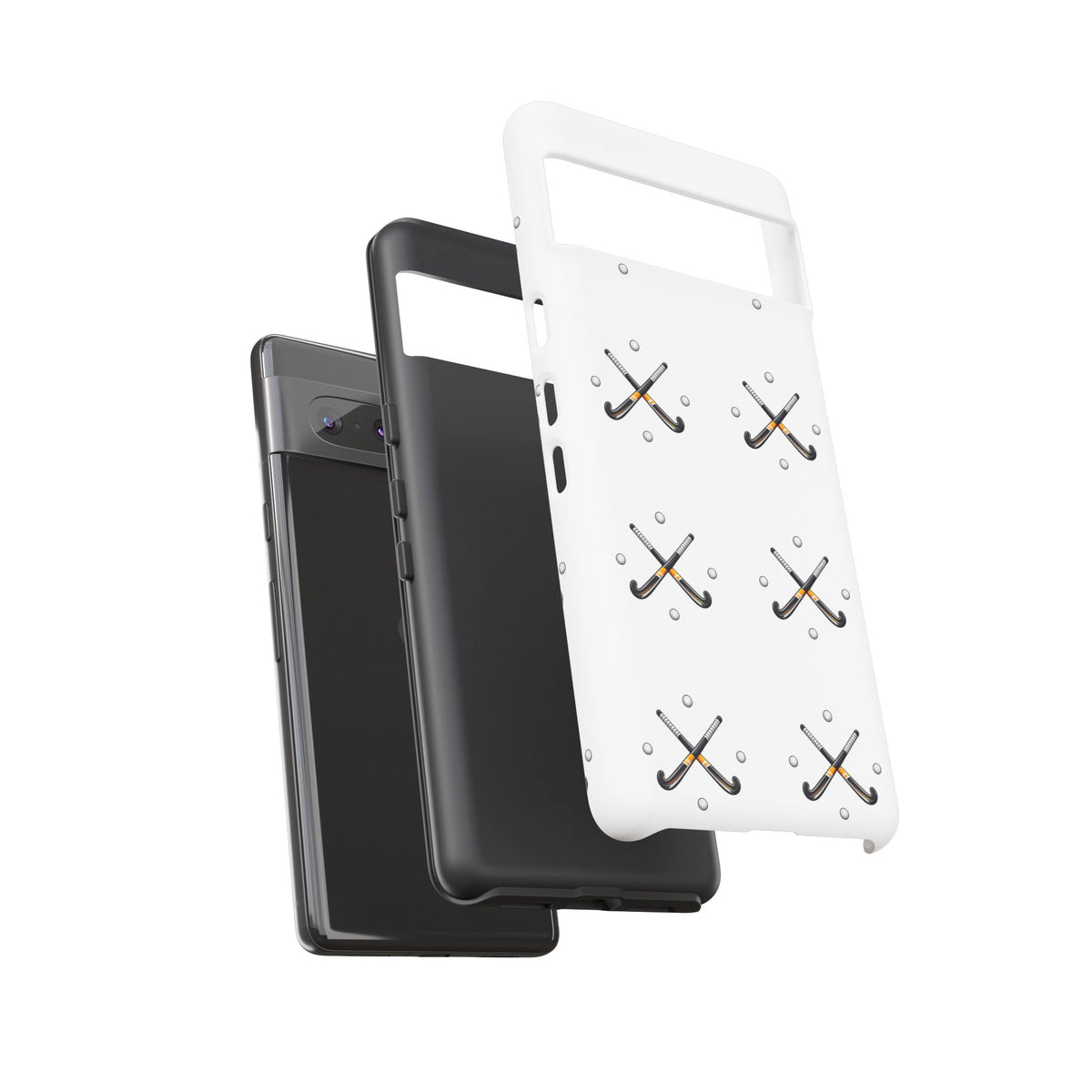 Phone Case, Hockey Repeated Crossed Sticks & Balls Pattern, Tough Case