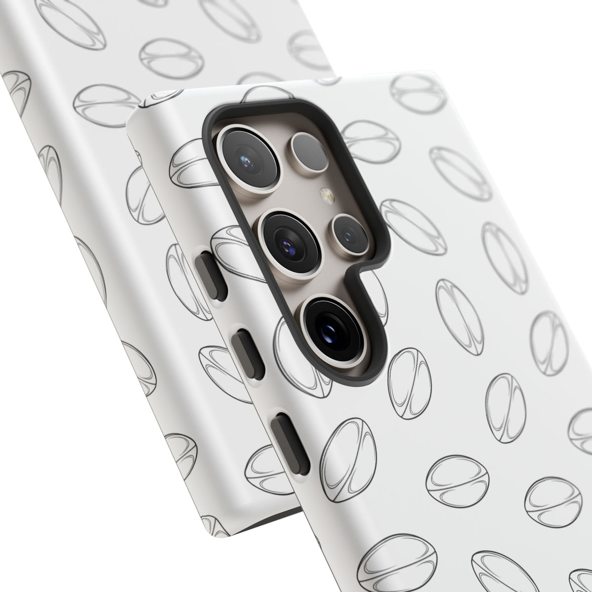 Phone Case, Rugby Ball Minimalist Sketch Pattern, Tough Case
