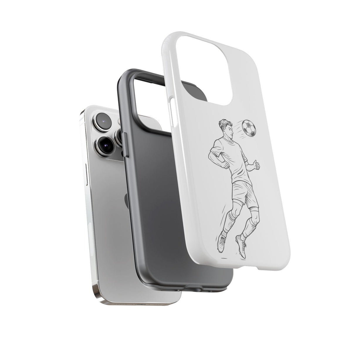 Phone Case, Football Chest-control Minimalist sketch Design, Tough Case