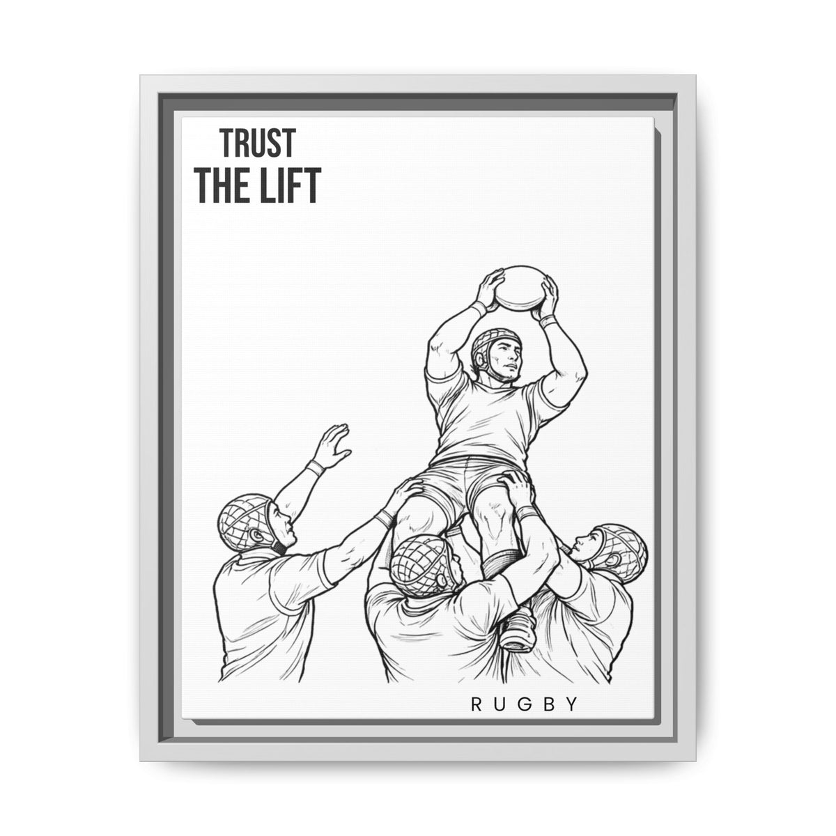 Print, Rugby Line-Out Trust The Lift , Matte Canvas Print Framed Art