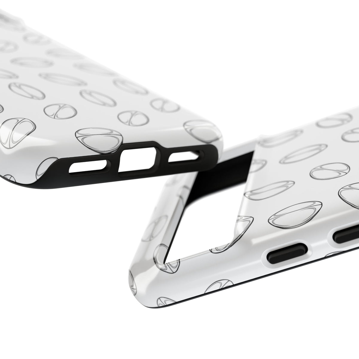 Phone Case, Rugby Ball Minimalist Sketch Pattern, Tough Case