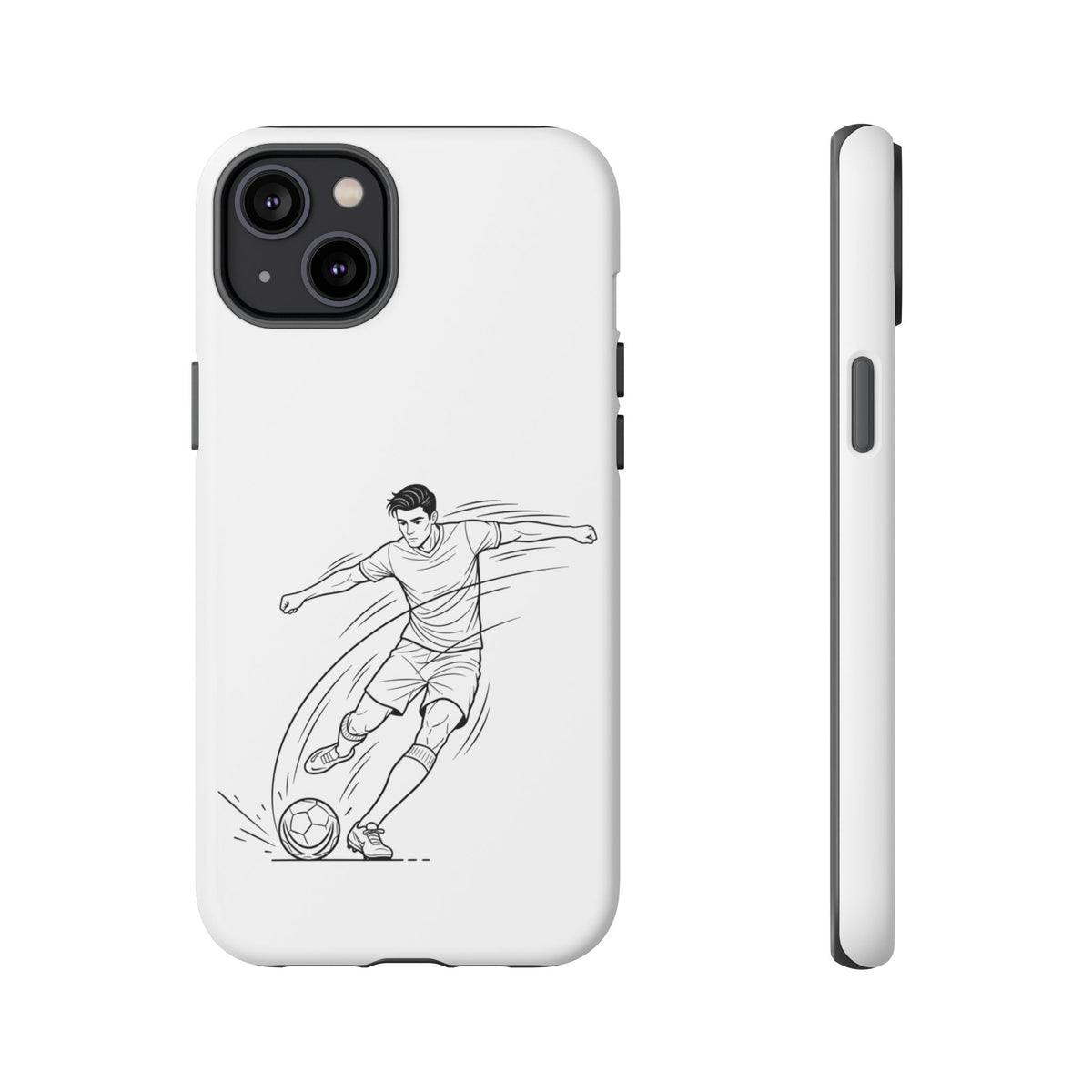 Phone Case, Football Free Kick / Strike Minimalist sketch Design, Tough Case