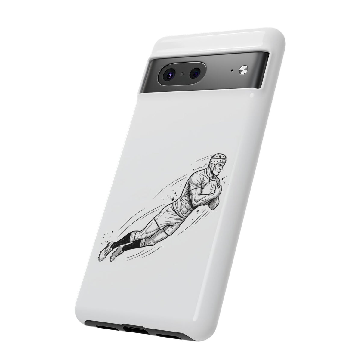 Phone Case, Rugby Try Swan Dive Minimalist Sketch design, Tough Case