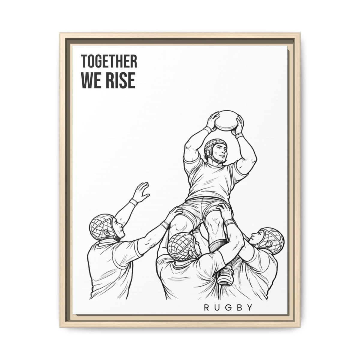 Print, Rugby Line-Out Together We Rise , Matte Canvas Print Framed Art