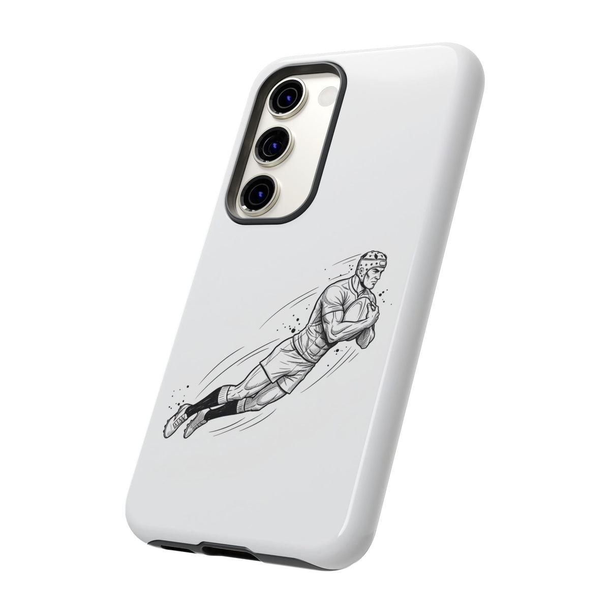 Phone Case, Rugby Try Swan Dive Minimalist Sketch design, Tough Case