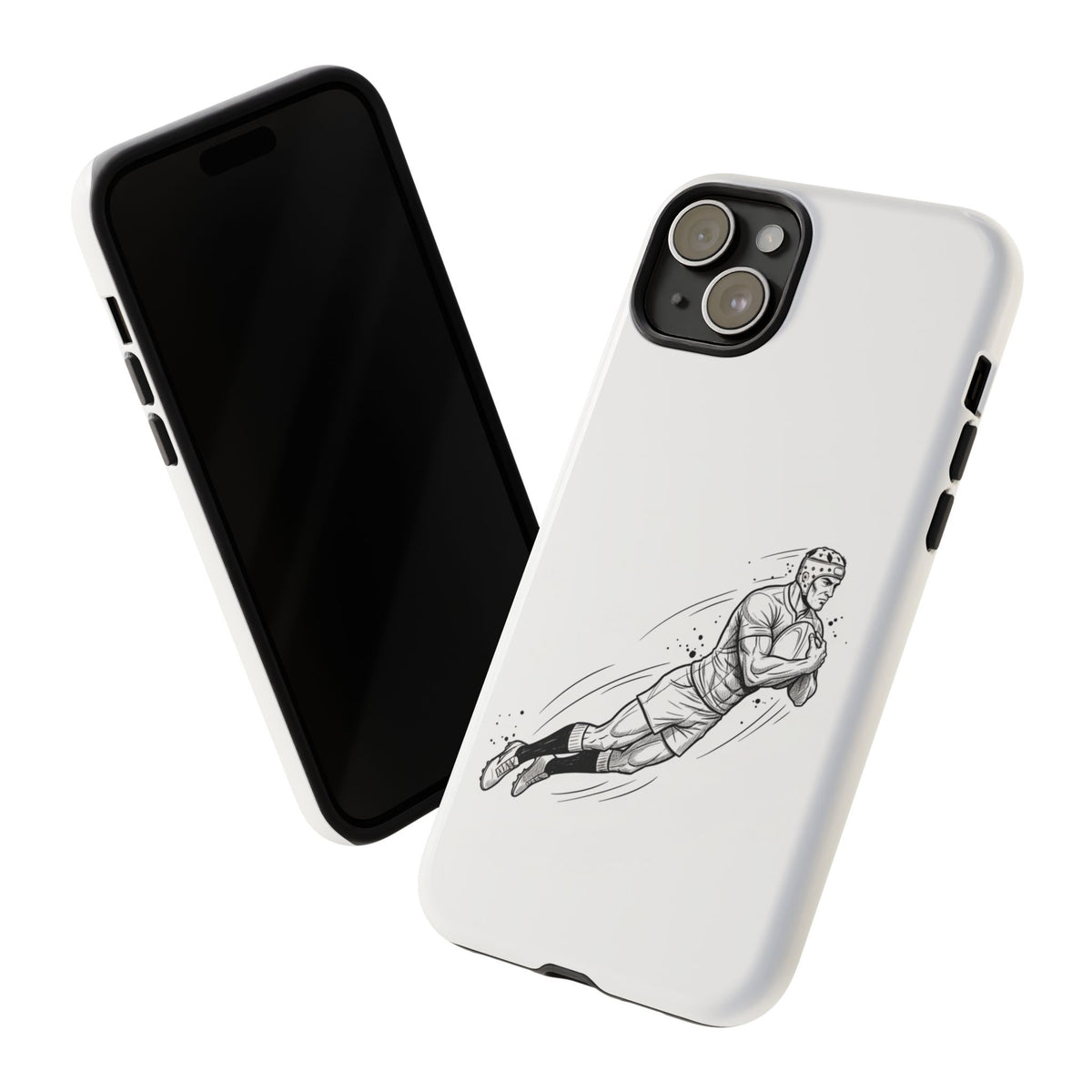 Phone Case, Rugby Try Swan Dive Minimalist Sketch design, Tough Case