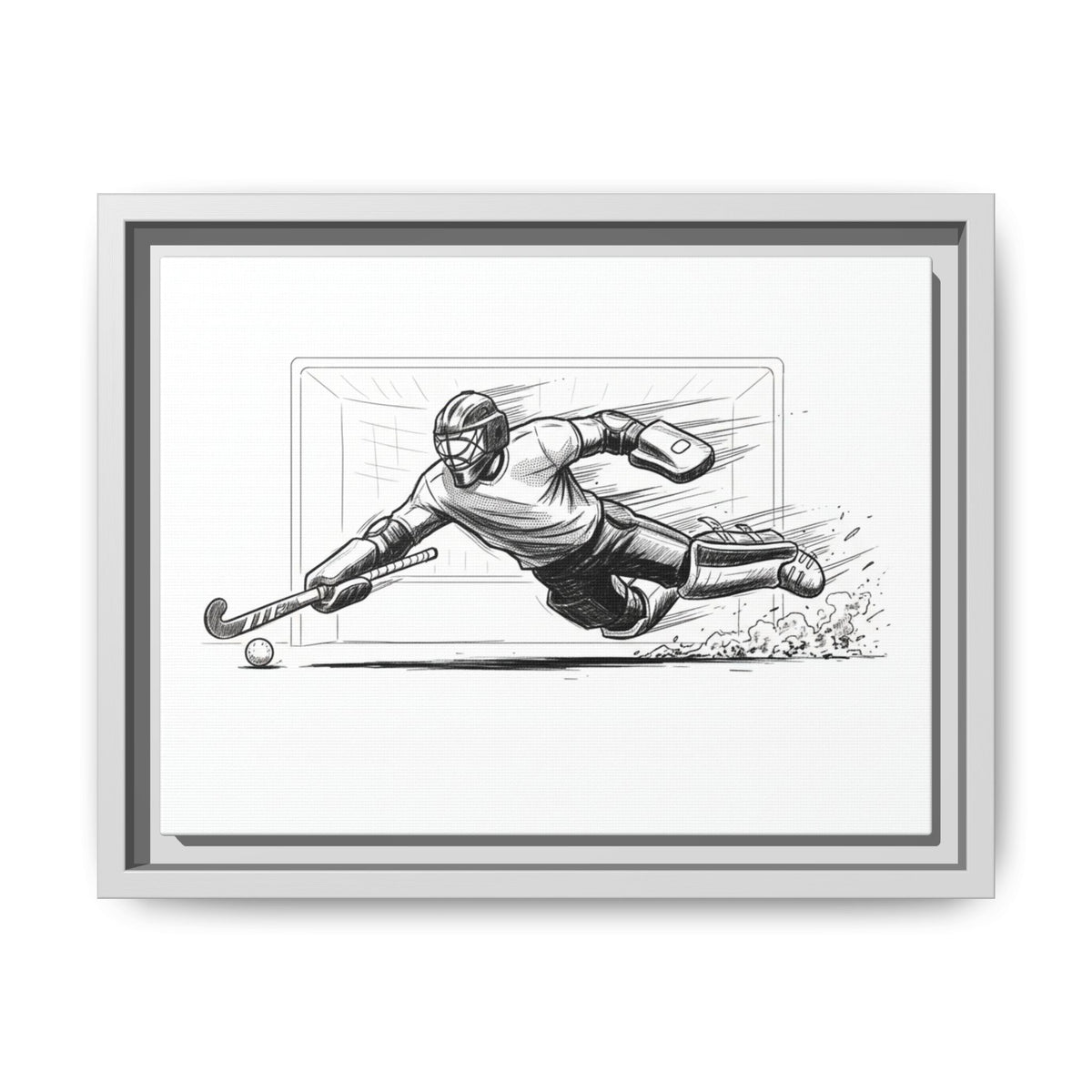 Print, Field Hockey Goalie Sketch, Matte Canvas Framed Wall Art