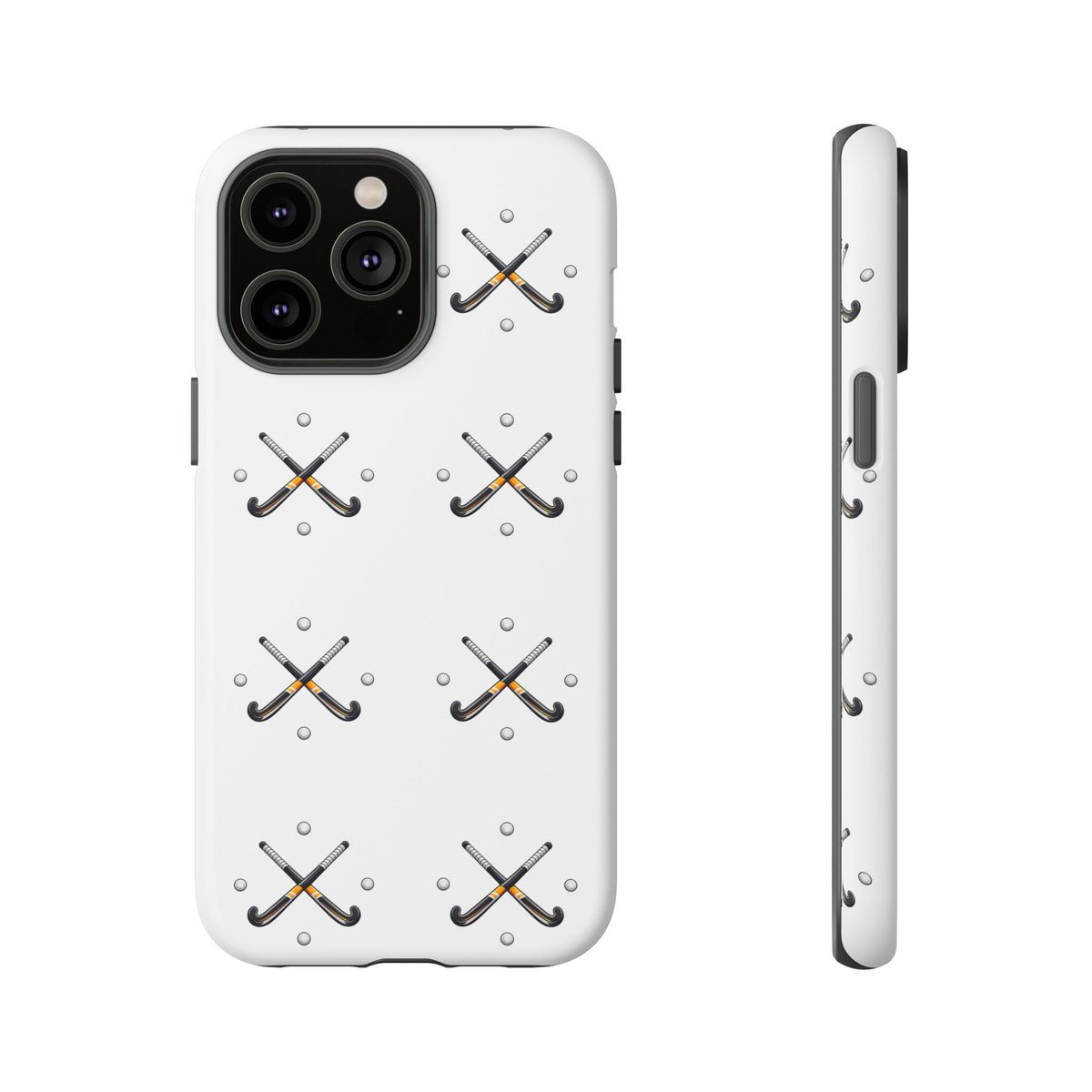 Phone Case, Hockey Repeated Crossed Sticks & Balls Pattern, Tough Case