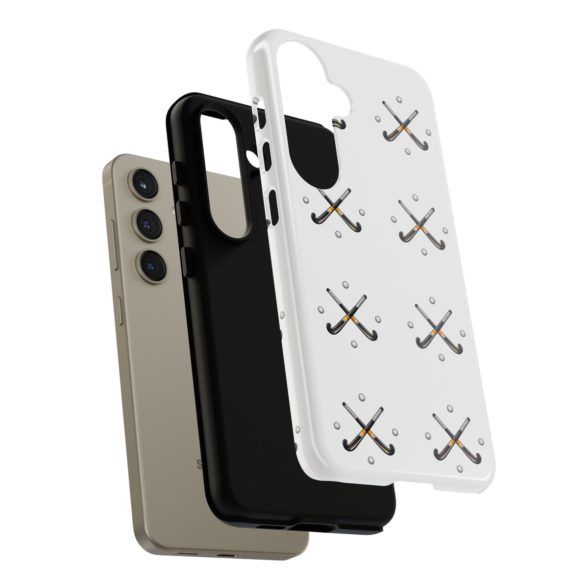 Phone Case, Hockey Repeated Crossed Sticks & Balls Pattern, Tough Case