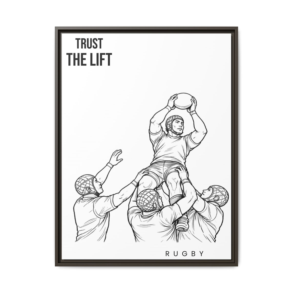 Print, Rugby Line-Out Trust The Lift , Matte Canvas Print Framed Art