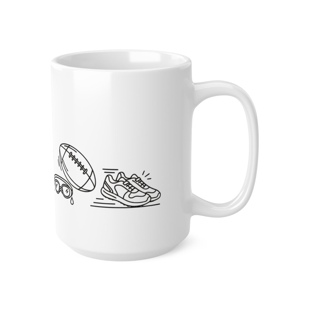 Mug, Youth Sports Minimalist Line Art design, Hockey, Cricket, Football, Rugby, Run & Swim Gear, 325ml / 11oz or 440ml / 15oz