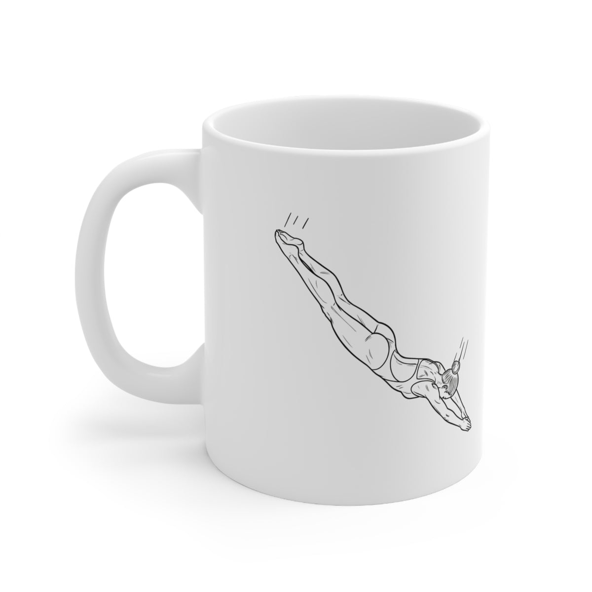 Mug, Diving Woman Sketch Design, Ceramic,  325ml / 11oz or 440ml / 15oz