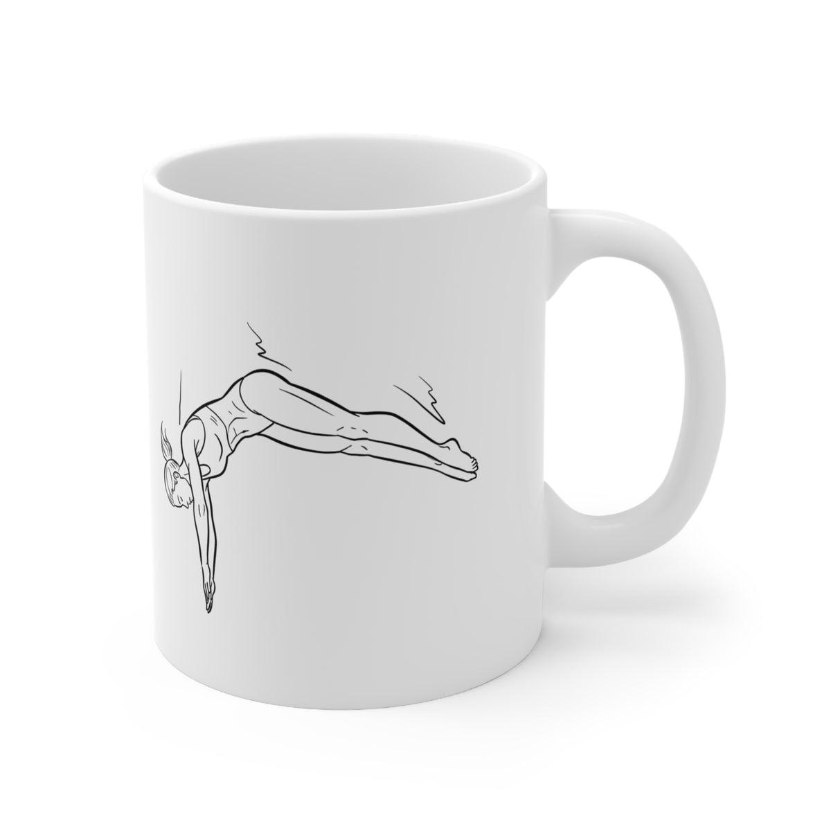 Mug, Diving Woman Sketch Design, Ceramic,  325ml / 11oz or 440ml / 15oz