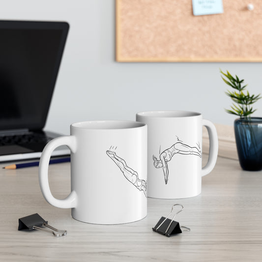 Mug, Diving Woman Sketch Design, Ceramic,  325ml / 11oz or 440ml / 15oz