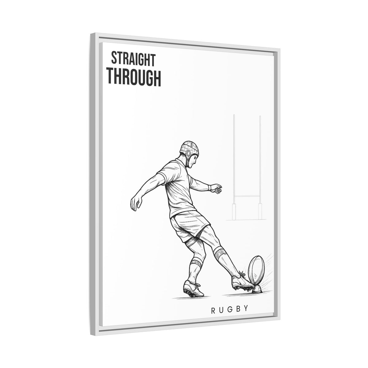Print, Rugby Conversion Kick - Straight Through, Matte Canvas Print Framed Art