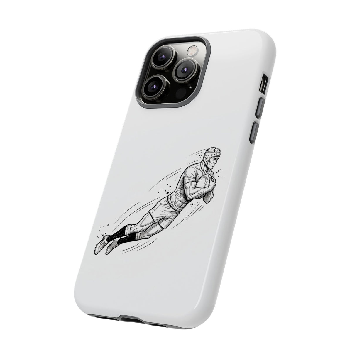 Phone Case, Rugby Try Swan Dive Minimalist Sketch design, Tough Case