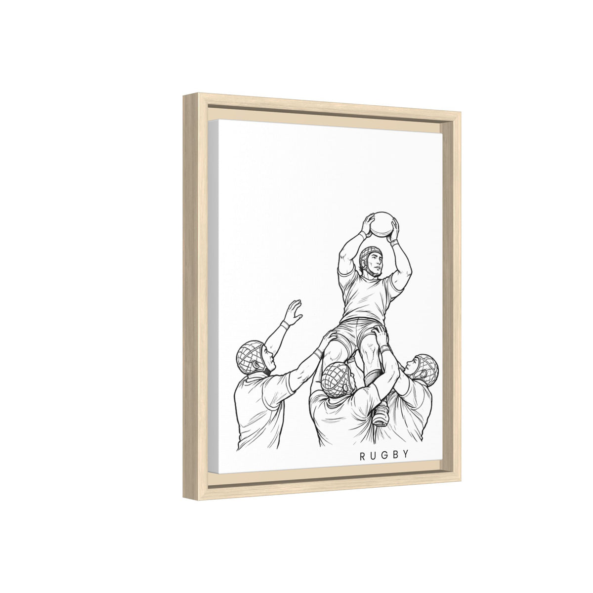 Print, Rugby Line-Out, Matte Canvas Print Framed Art