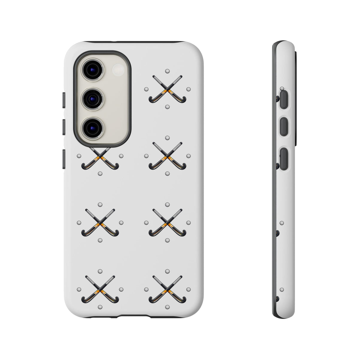 Phone Case, Hockey Repeated Crossed Sticks & Balls Pattern, Tough Case