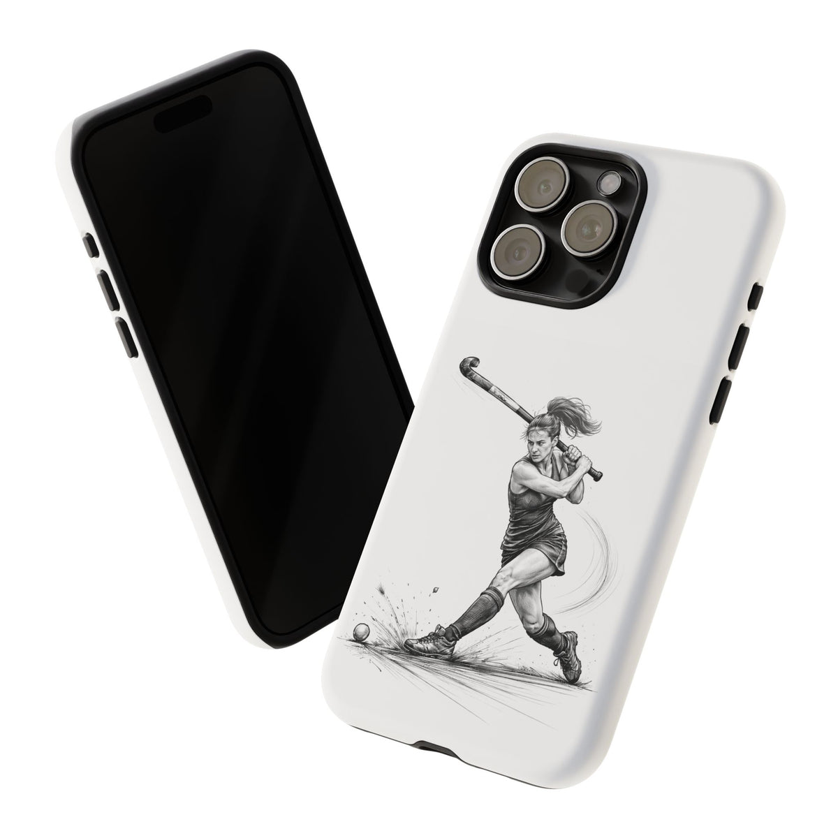 Phone Case, Hockey, Female Player "Tomahawk" shot design, Tough Case