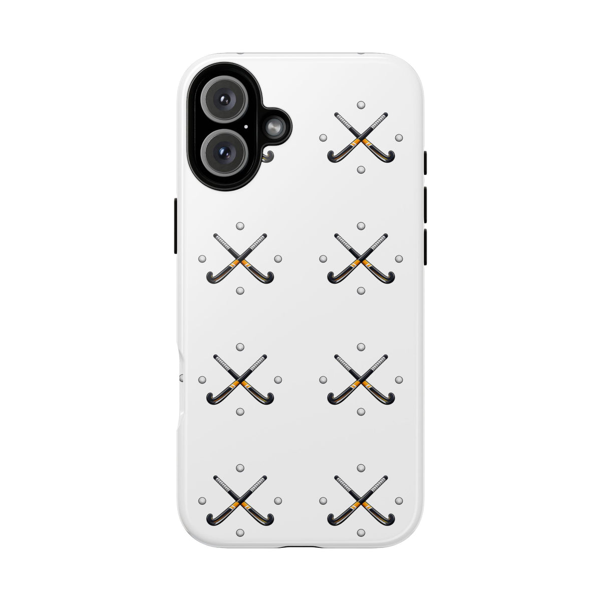 Phone Case, Hockey Repeated Crossed Sticks & Balls Pattern, Tough Case