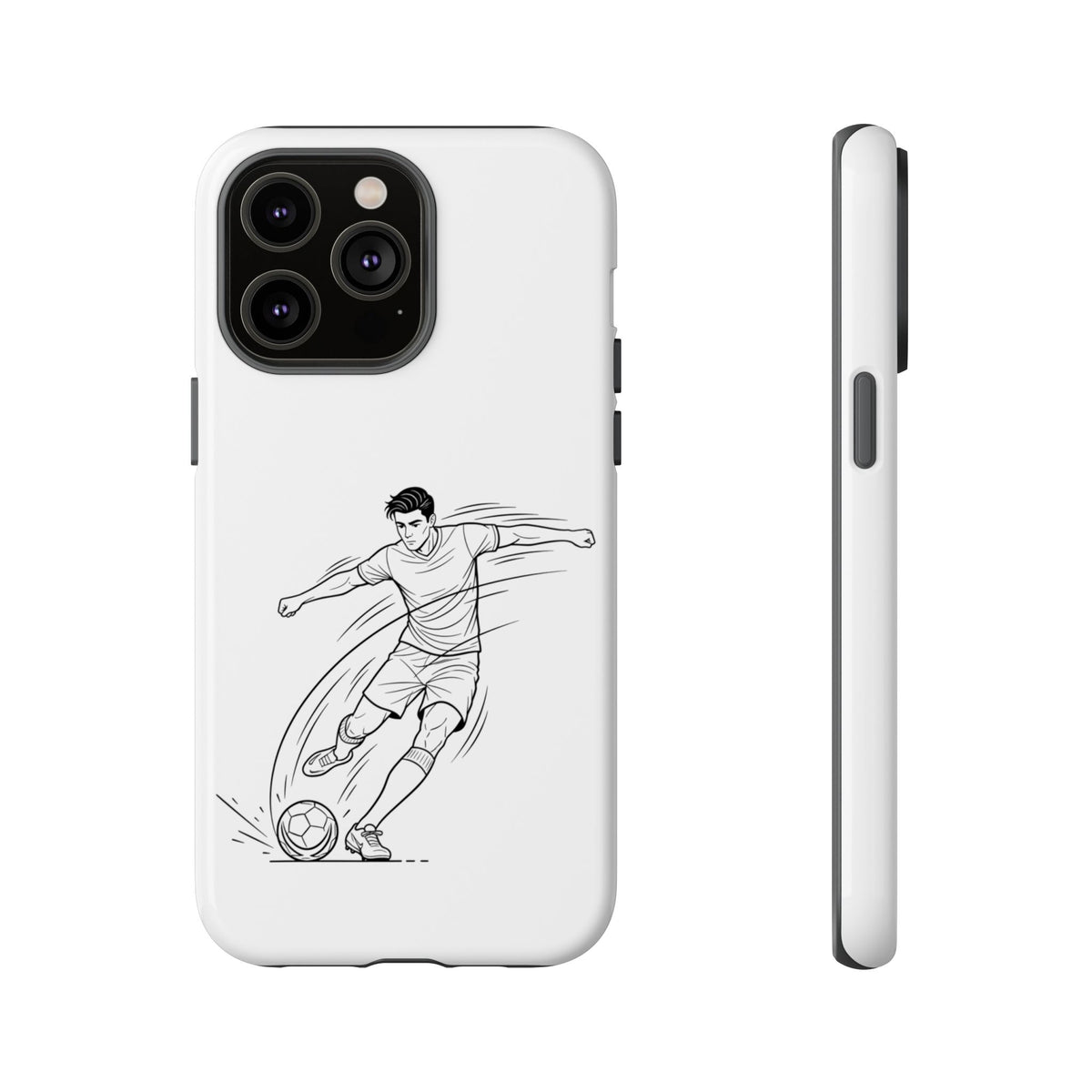 Phone Case, Football Free Kick / Strike Minimalist sketch Design, Tough Case