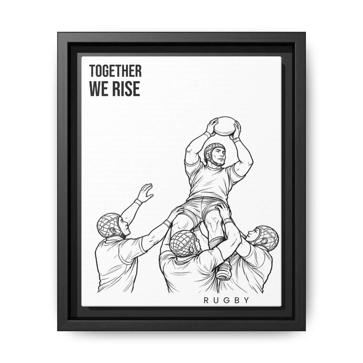 Print, Rugby Line-Out Together We Rise , Matte Canvas Print Framed Art