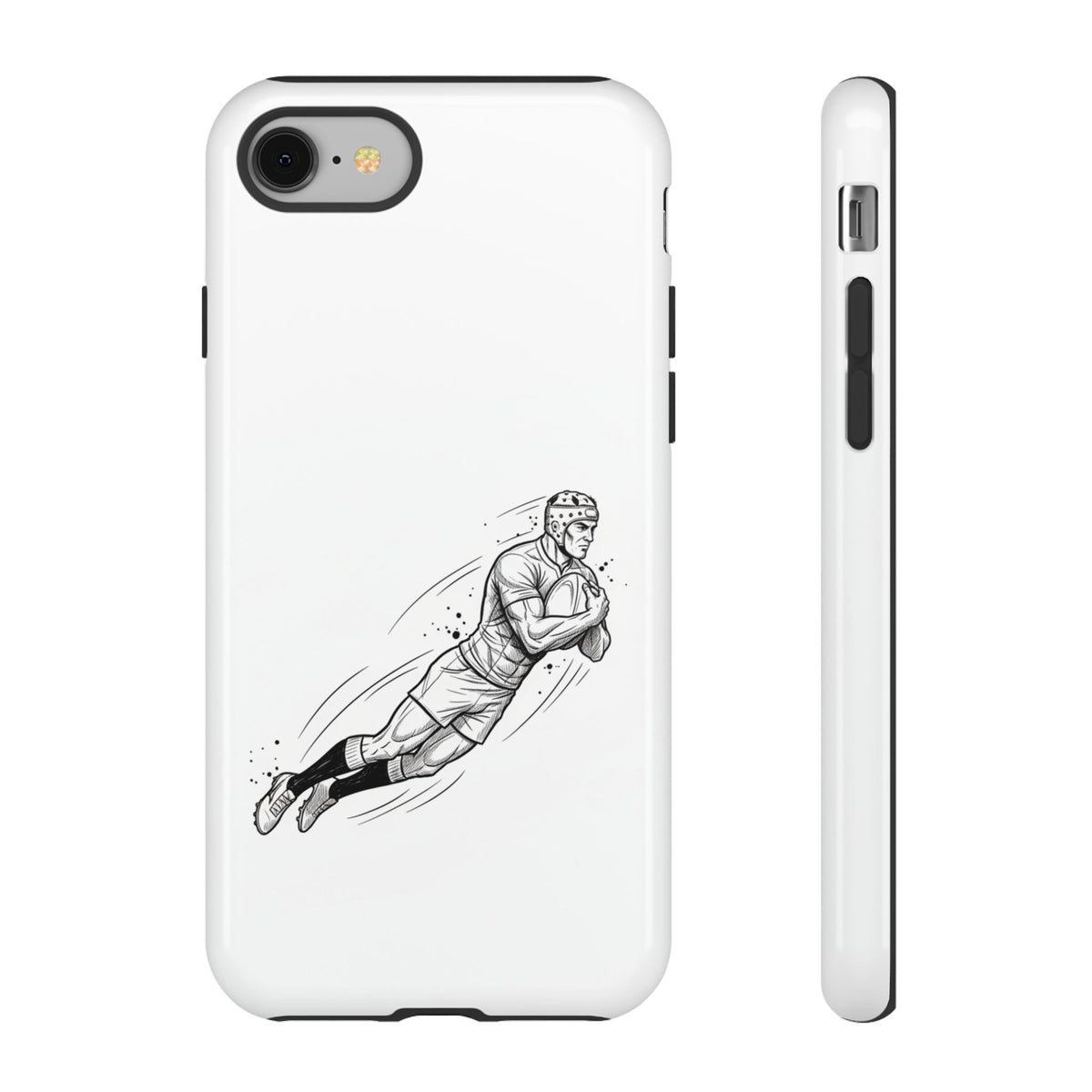 Phone Case, Rugby Try Swan Dive Minimalist Sketch design, Tough Case