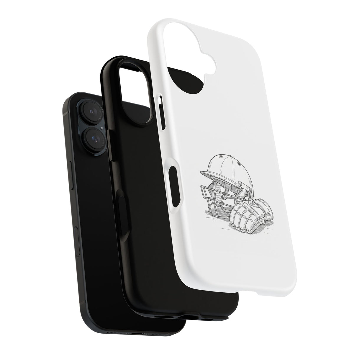 Phone Case, Cricket Gloves & Helmet Sketch, Tough Case