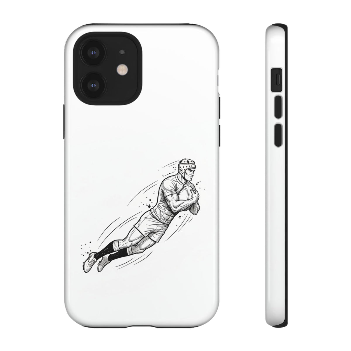 Phone Case, Rugby Try Swan Dive Minimalist Sketch design, Tough Case