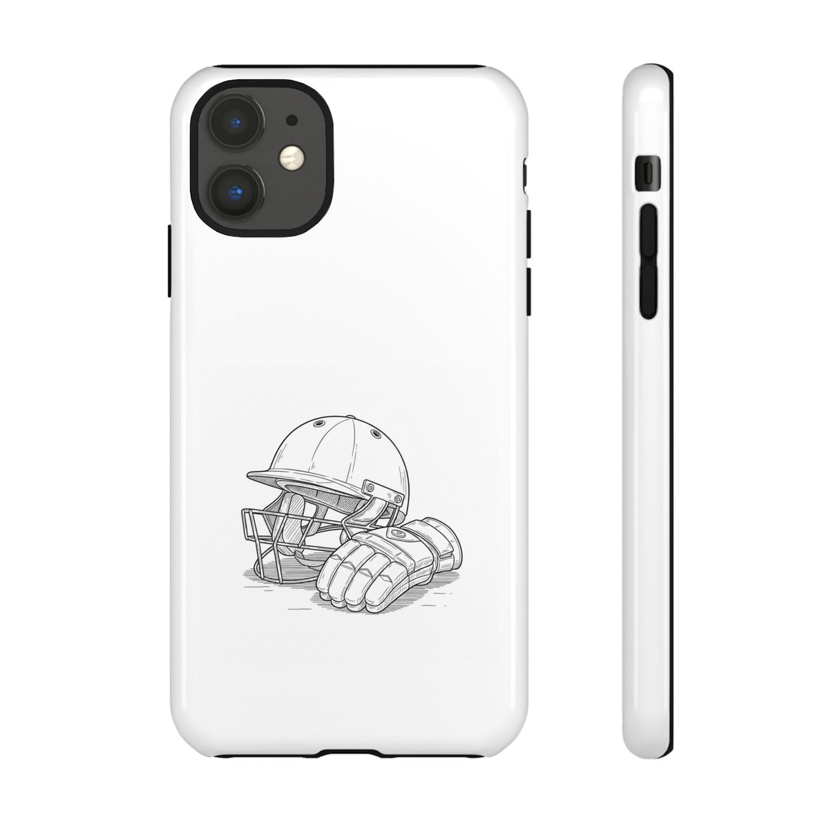 Phone Case, Cricket Gloves & Helmet Sketch, Tough Case