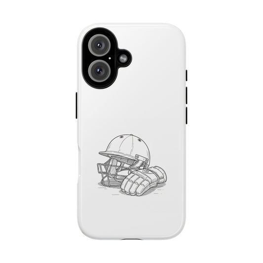 Phone Case, Cricket Gloves & Helmet Sketch, Tough Case