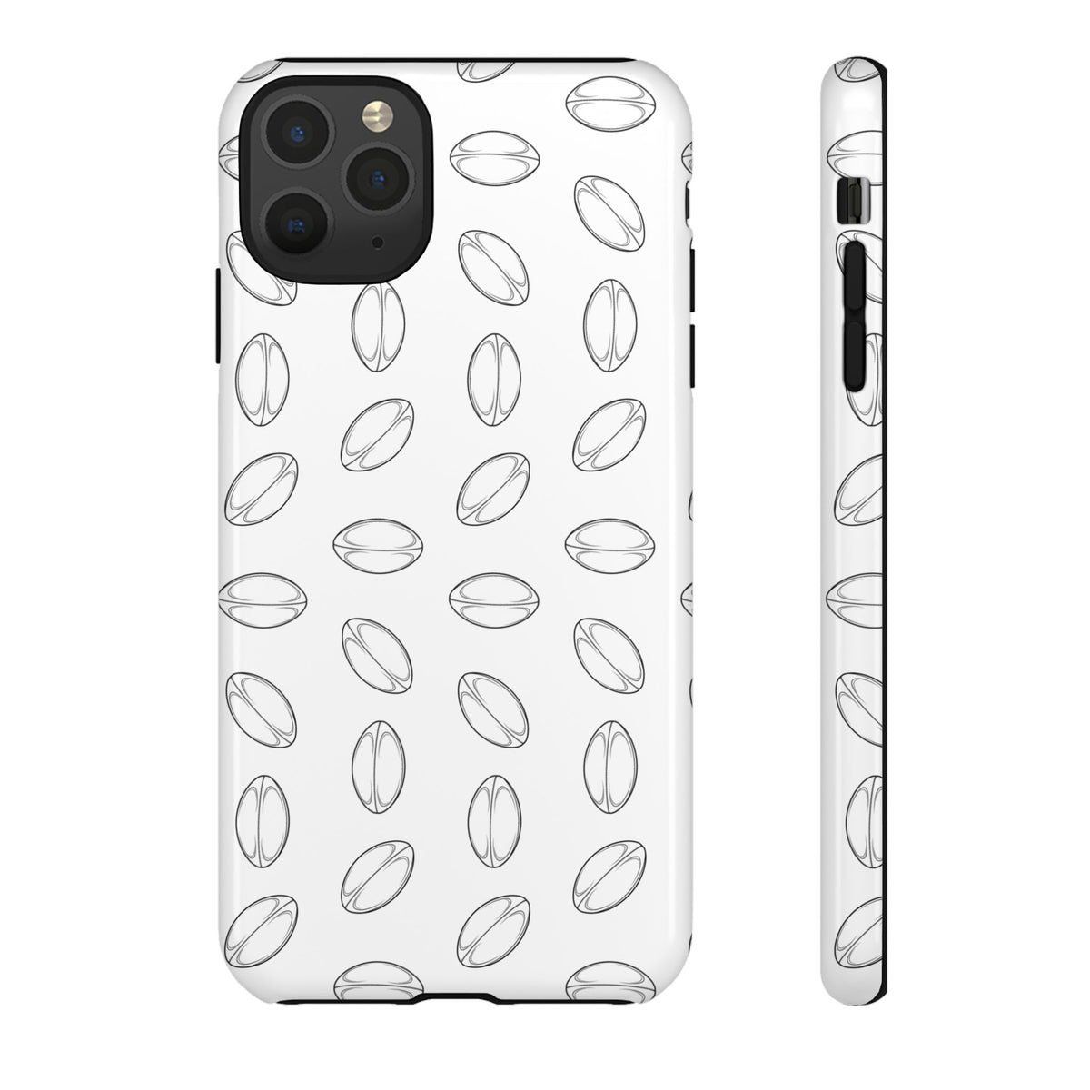 Phone Case, Rugby Ball Minimalist Sketch Pattern, Tough Case