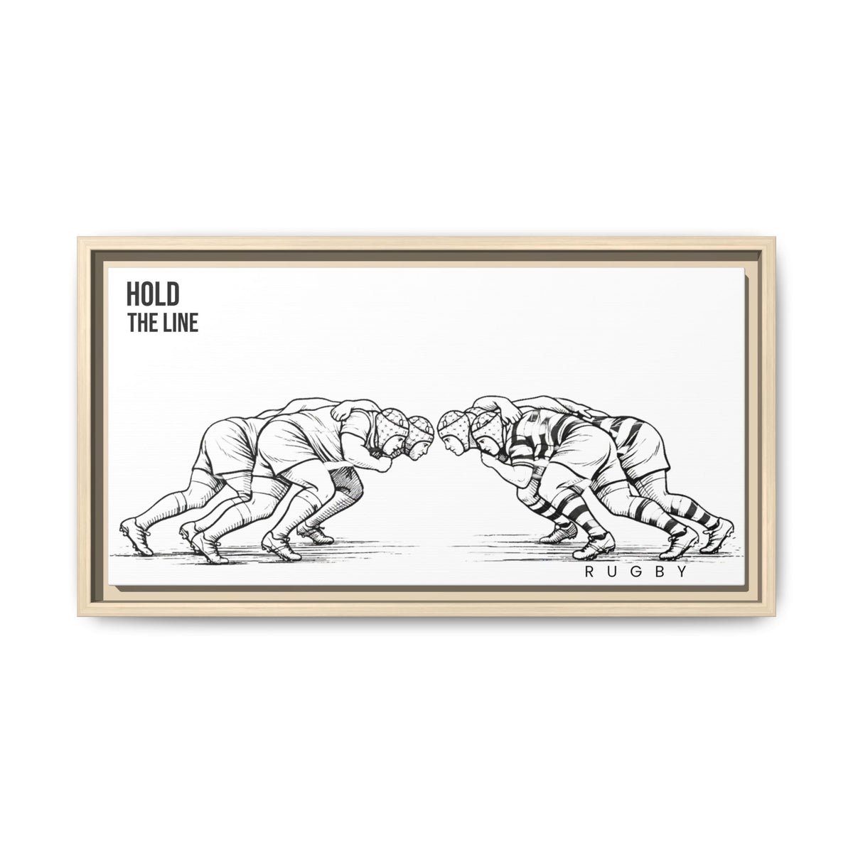 Print, Rugby Scrum, "Hold the Line" , Matte Canvas Print Framed Art