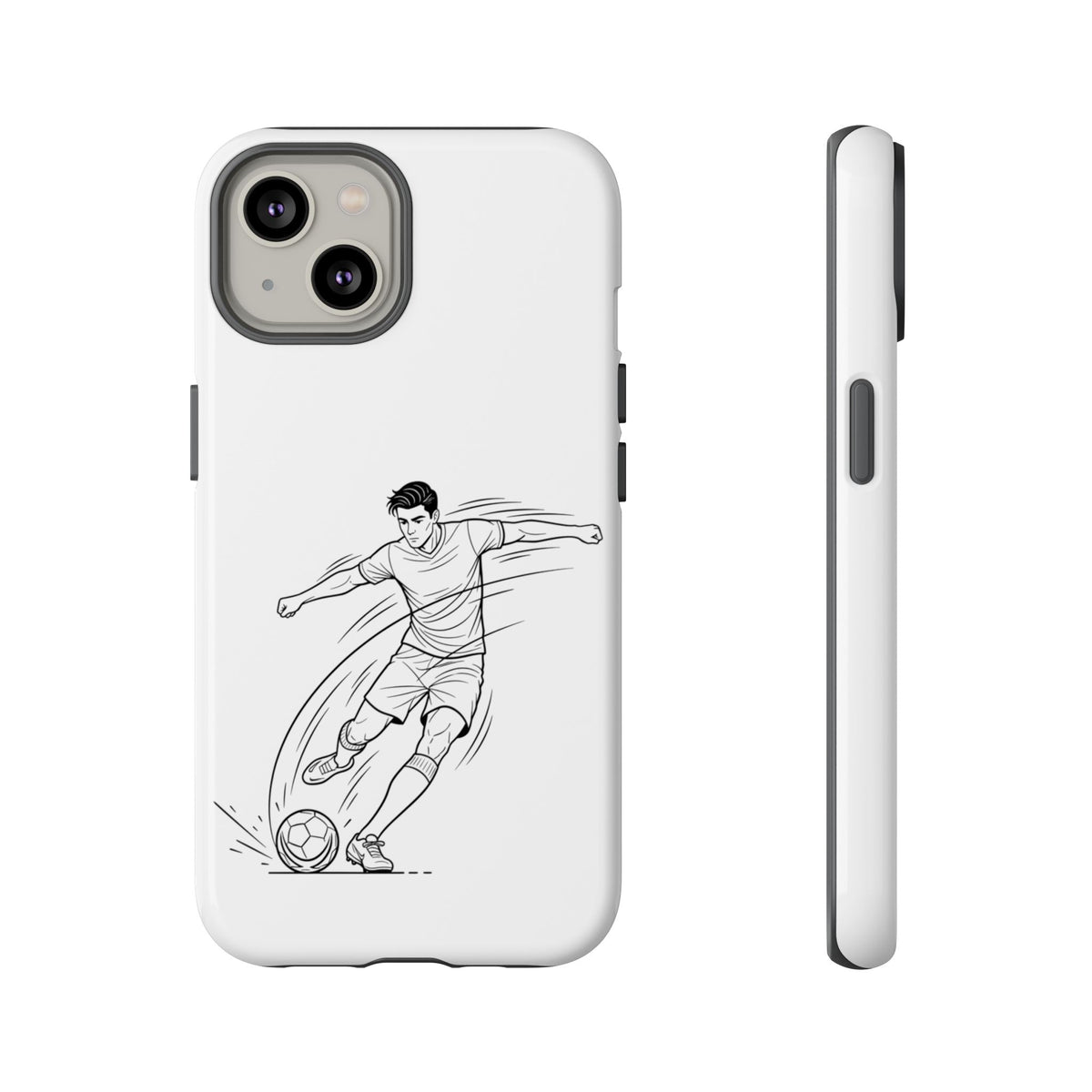 Phone Case, Football Free Kick / Strike Minimalist sketch Design, Tough Case