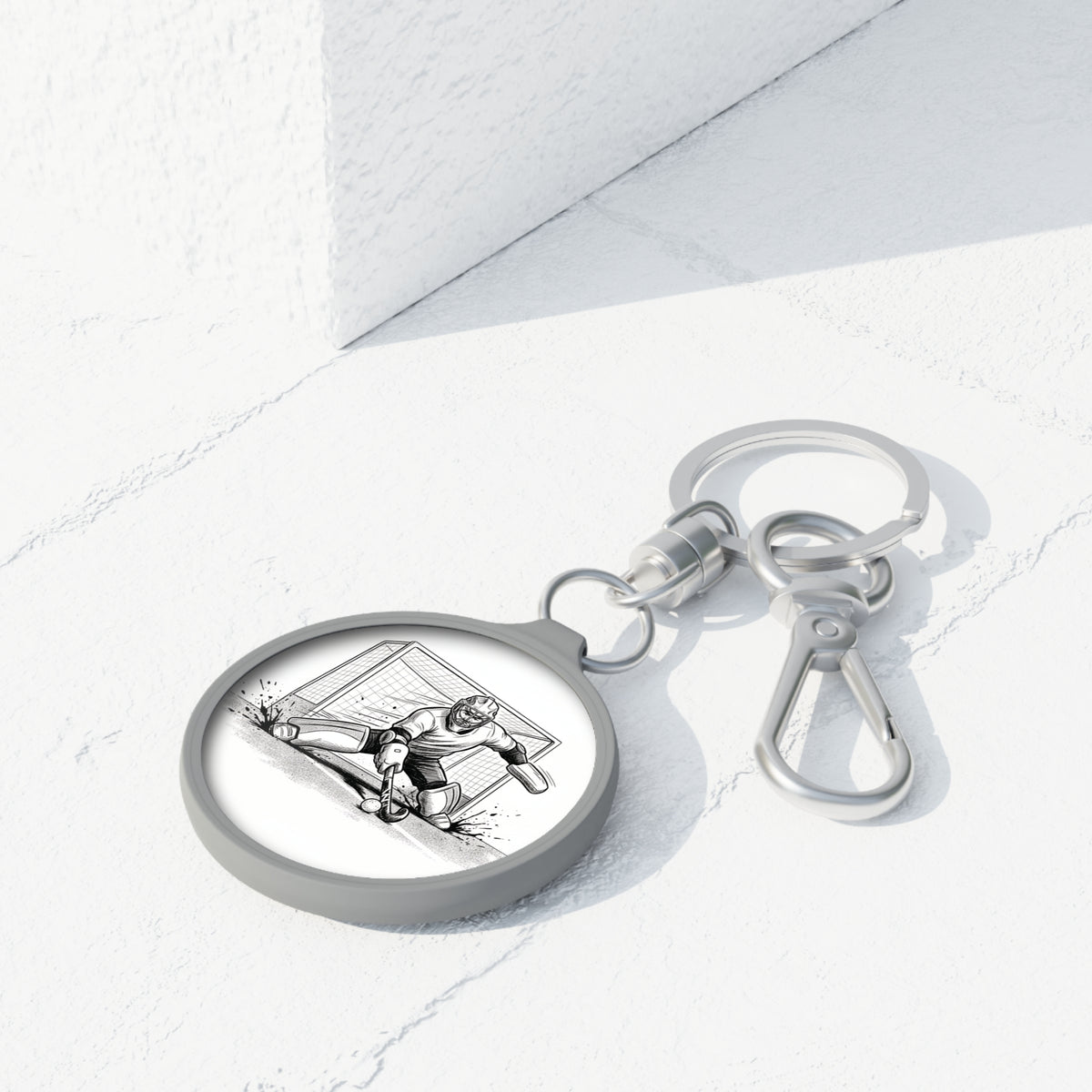 Keyring Bag Tag, Hockey Goalie, Image design