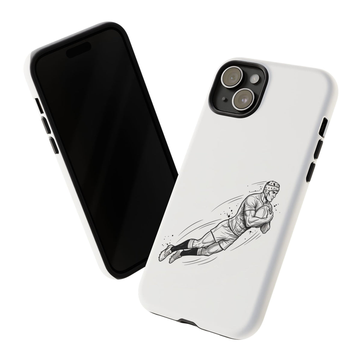 Phone Case, Rugby Try Swan Dive Minimalist Sketch design, Tough Case