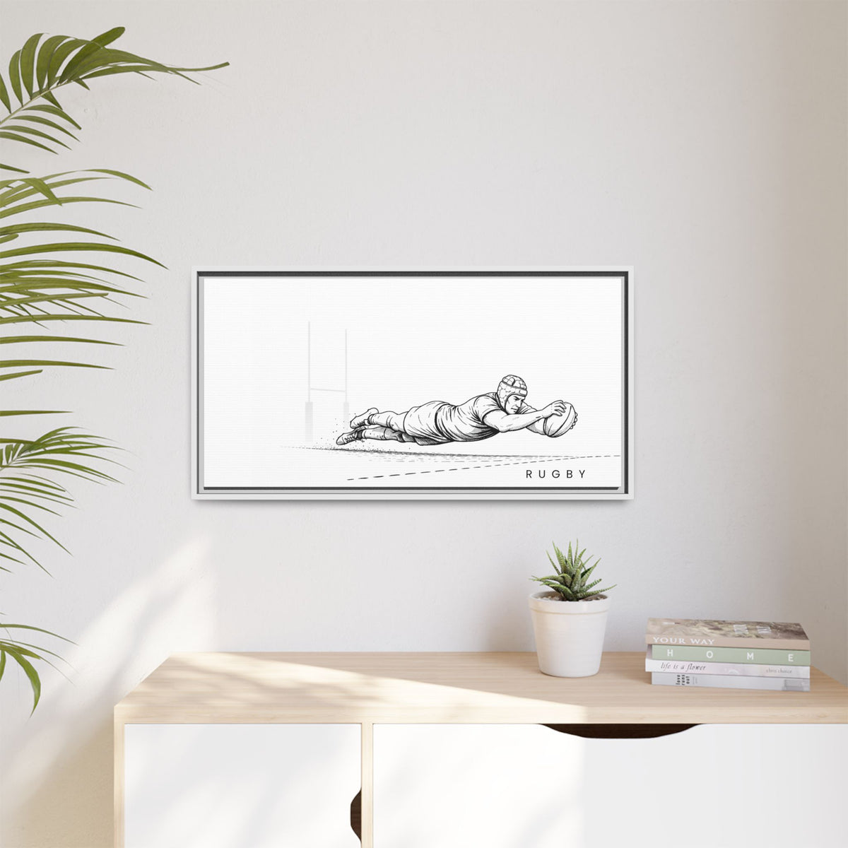 Print, Rugby Try, Matte Canvas Framed Wall Art