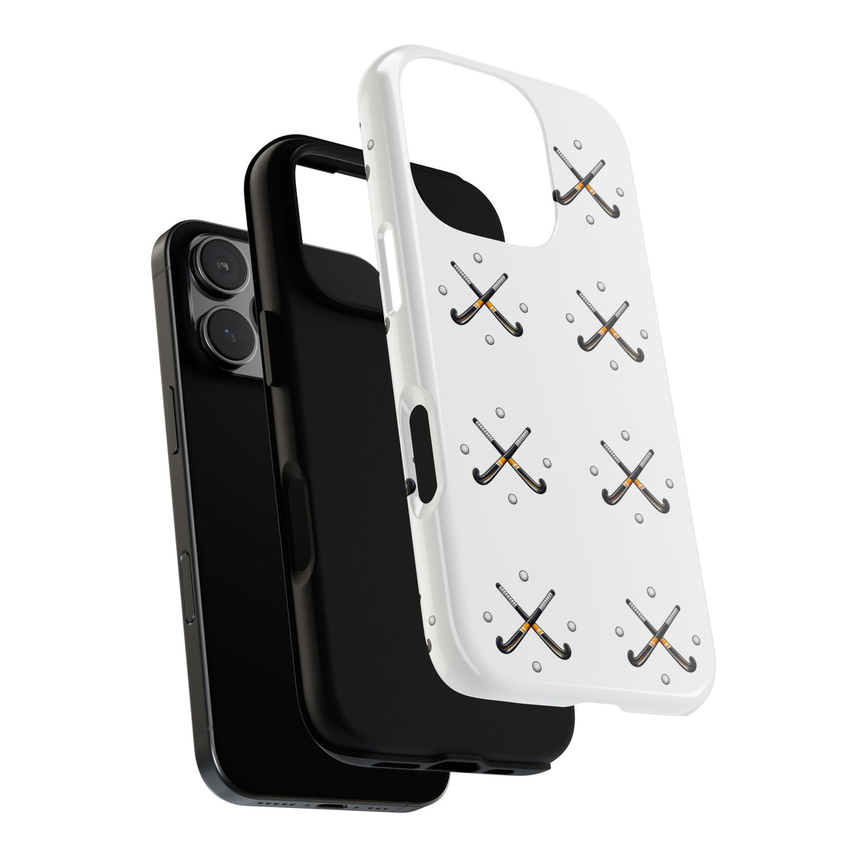 Phone Case, Hockey Repeated Crossed Sticks & Balls Pattern, Tough Case