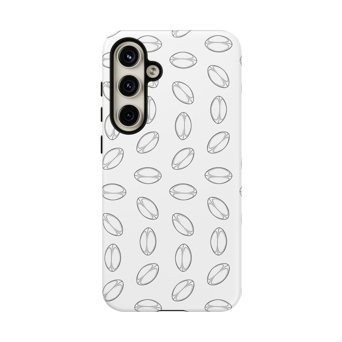 Phone Case, Rugby Ball Minimalist Sketch Pattern, Tough Case