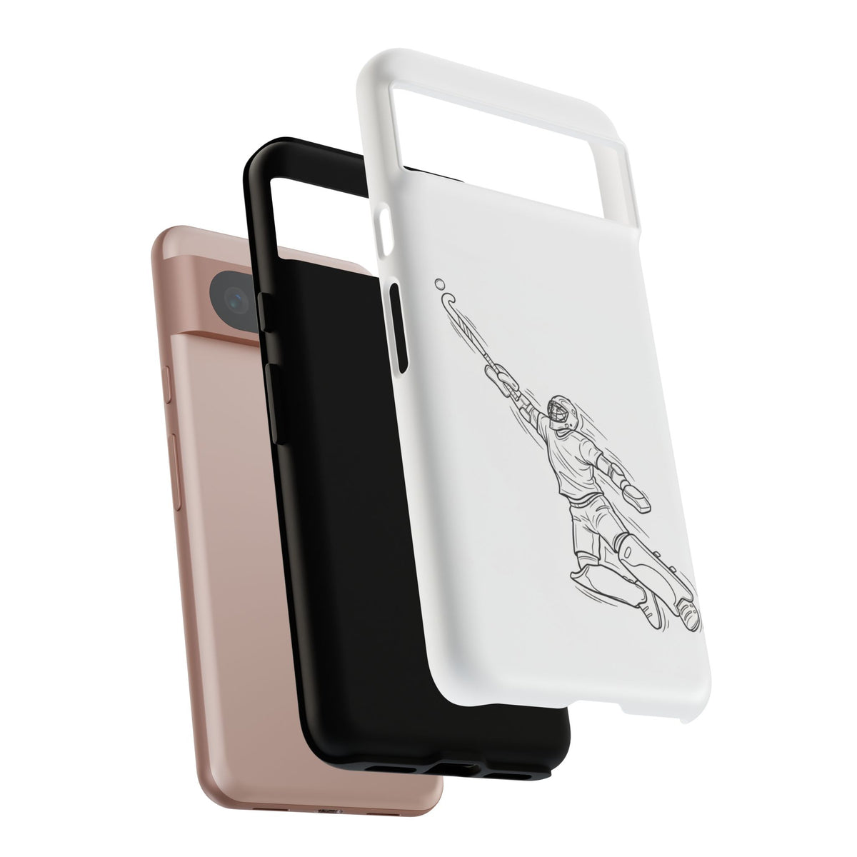Hockey Goalkeeper Sketch Phone Case — Minimalist Sports Protective Cover