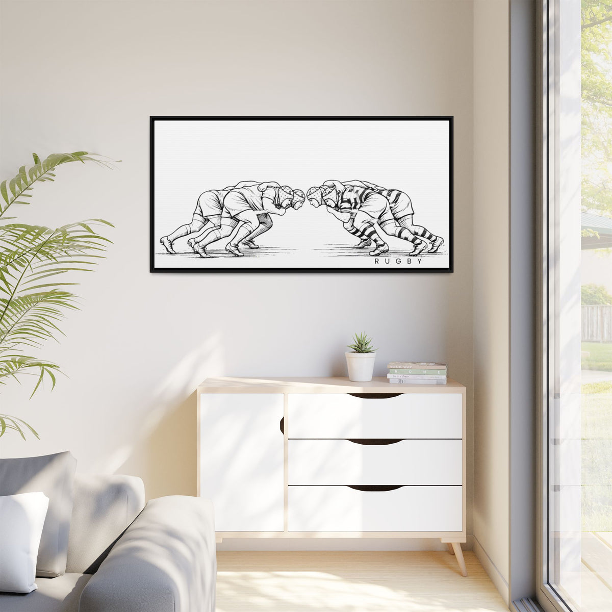 Print, Rugby Scrum,  Matte Canvas Print Framed Art