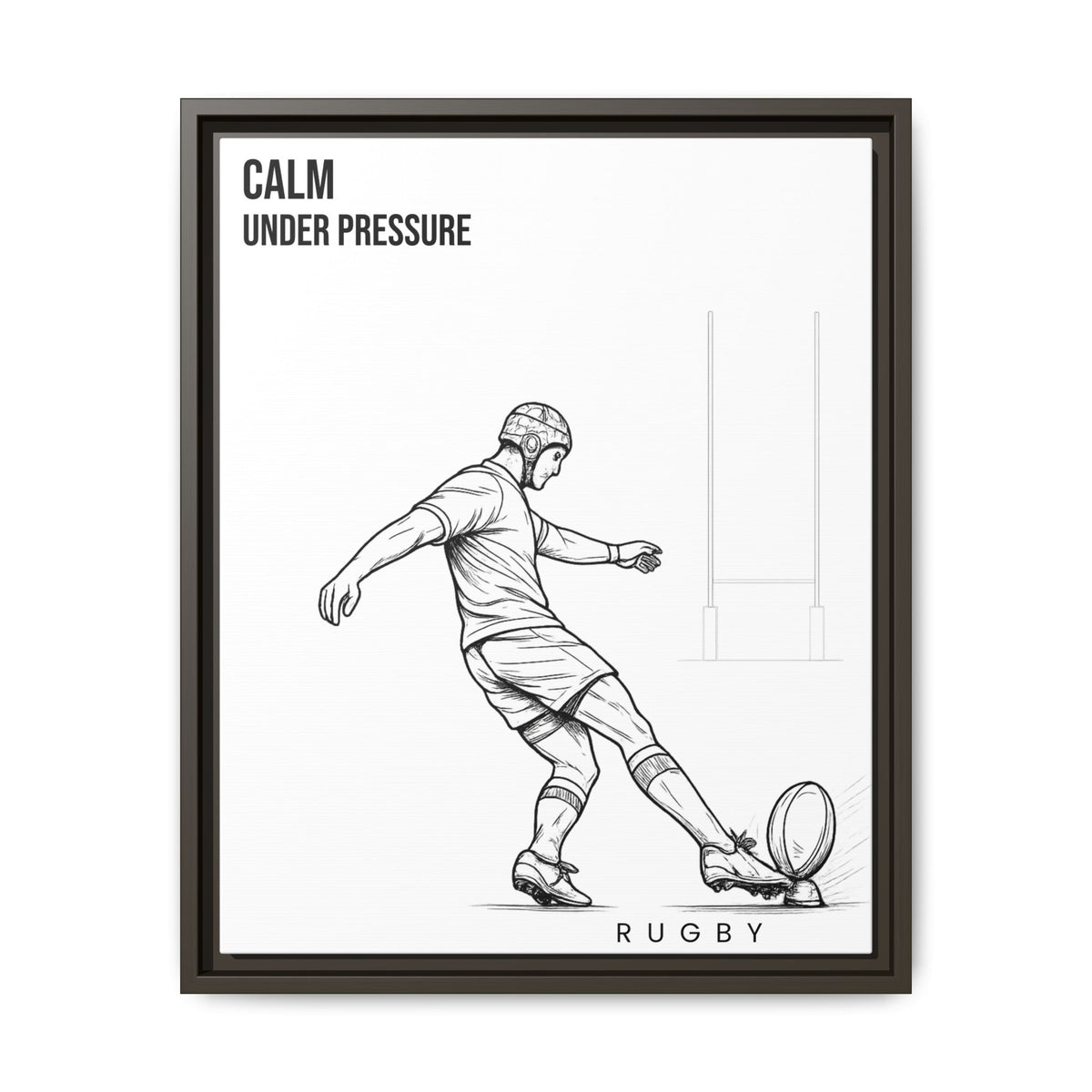 Print, Rugby Conversion Kick - Calm Under Pressure, Matte Canvas Print Framed Art