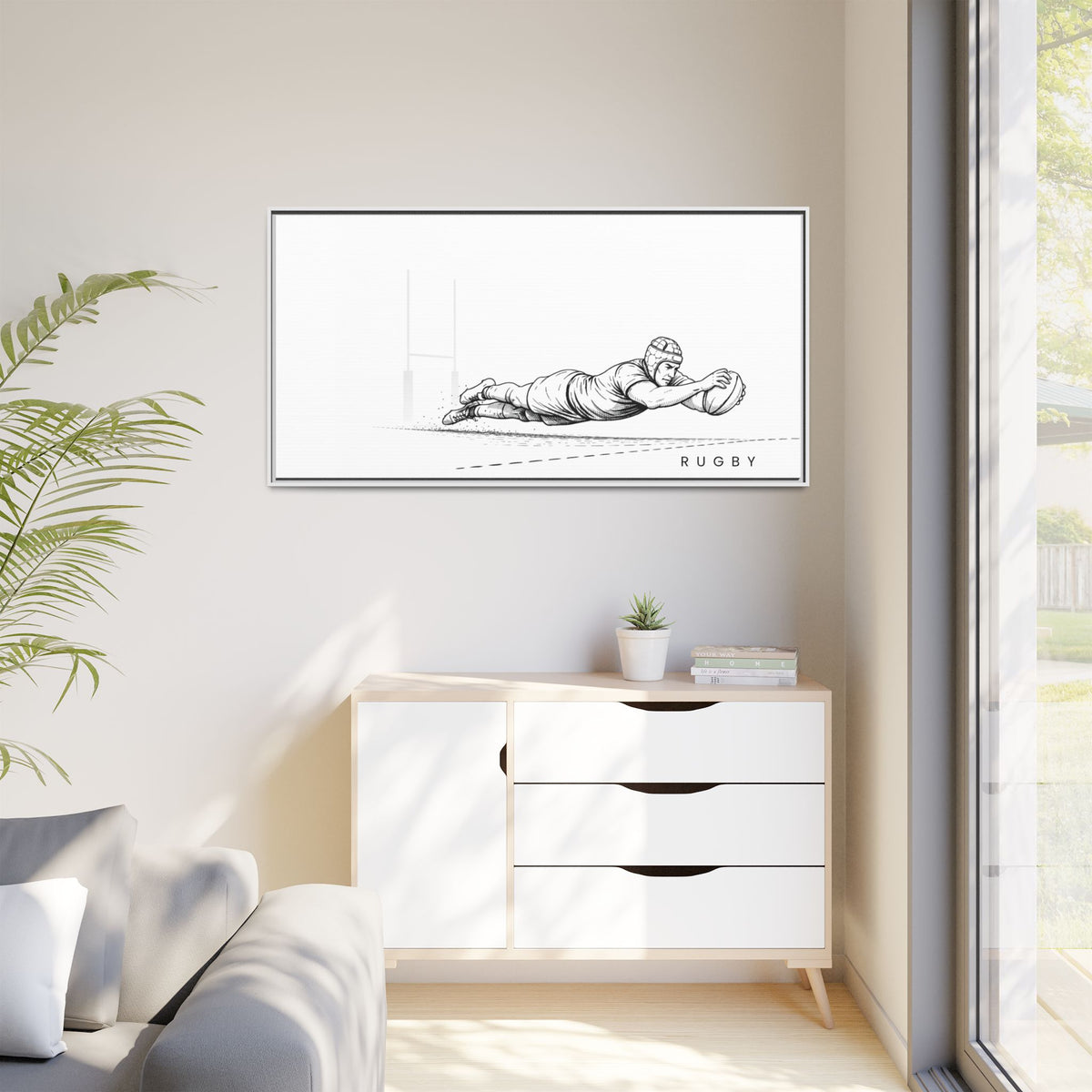 Print, Rugby Try, Matte Canvas Framed Wall Art